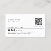 Carte de visite Monogramme professionnel noir et o (Dos)