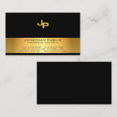 Carte De Visite Monogramme professionnel Noir Or Moderne Design (Devant / Derrière)