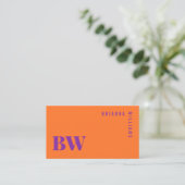 Carte De Visite Monogramme professionnel orange moderne orange vio (Debout devant)