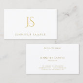 Carte De Visite Monogramme professionnel propre moderne d'or (Devant / Derrière)