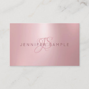 Carte De Visite Monogramme professionnel Rose Gold Simple