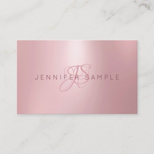 Carte De Visite Monogramme professionnel Rose Gold Simple (Devant)