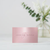 Carte De Visite Monogramme professionnel Rose Gold Simple (Debout devant)