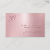 Carte De Visite Monogramme professionnel Rose Gold Simple (Dos)