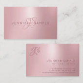 Carte De Visite Monogramme professionnel Rose Gold Simple (Devant / Derrière)