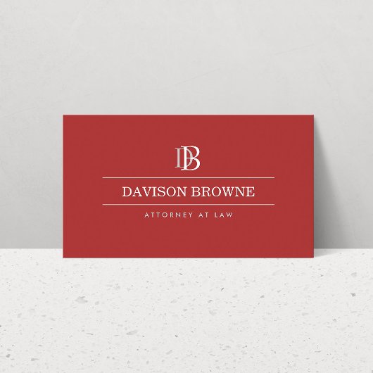 Carte De Visite Monogramme professionnel rouge