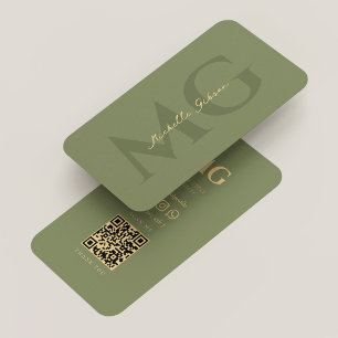 Carte De Visite Monogramme professionnel Sage esthétique moderne
