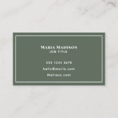 Carte De Visite Monogramme professionnel Sage Vert Nettoyer la typ (Dos)