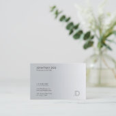 Carte De Visite Monogramme professionnel Silver Look Elegant Modèl (Debout devant)