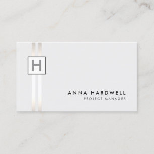 Carte De Visite Monogramme professionnel Silver Stripe