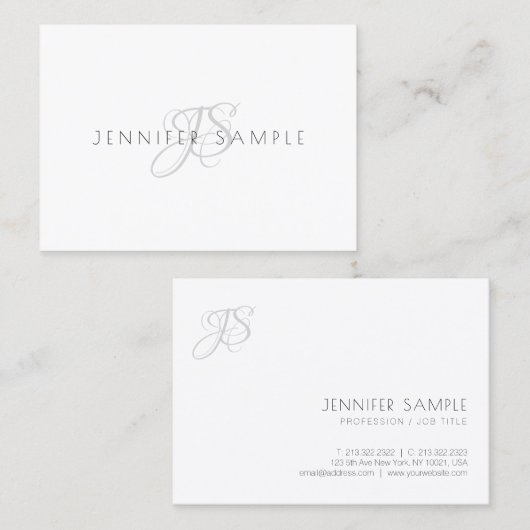 Carte De Visite Monogramme Professionnel Simple Modèle Élégant (Devant / Derrière)