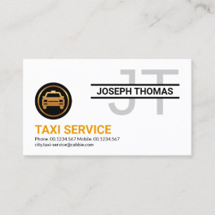 Carte De Visite Monogramme professionnel simple Taxi jaune