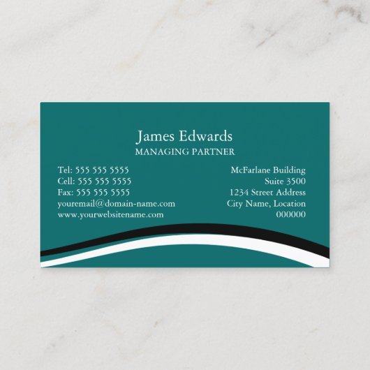 Carte De Visite Monogramme professionnel Teal (Dos)