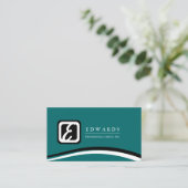 Carte De Visite Monogramme professionnel Teal (Debout devant)