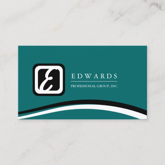 Carte De Visite Monogramme professionnel Teal (Devant)