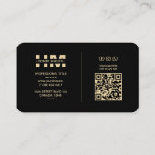 Carte De Visite Monogramme professionnel Triangle noir Or moderne (Dos)