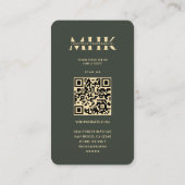 Carte De Visite Monogramme professionnel Vert foncé Or moderne (Dos)