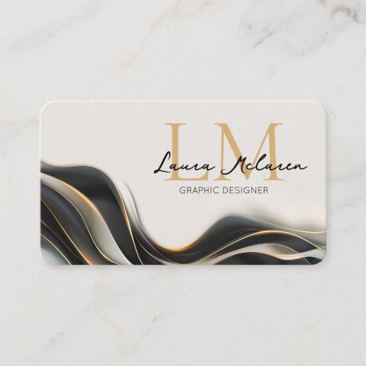 Carte De Visite Monogramme professionnel voile noir (Devant)