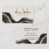 Carte De Visite Monogramme professionnel voile noir (Devant / Derrière)