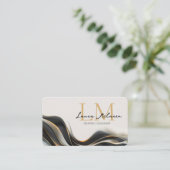 Carte De Visite Monogramme professionnel voile noir (Debout devant)