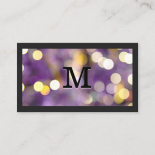 Carte De Visite Monogramme   Purple Bokeh
