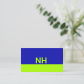 Carte De Visite Monogramme QR code bleu chaux électrique minimalis (Debout devant)