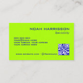 Carte De Visite Monogramme QR code bleu chaux électrique minimalis (Dos)