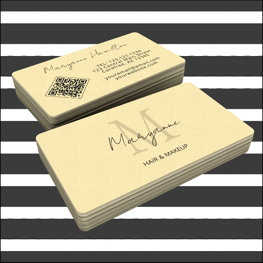 Carte De Visite Monogramme QR Code jaune