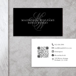 Carte De Visite Monogramme QR Code minimaliste Notaire public