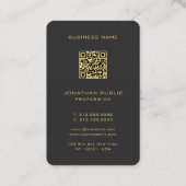 Carte De Visite Monogramme QR Code Modèle Noir Et Or Européen (Dos)