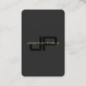 Carte De Visite Monogramme QR Code Modèle Noir Et Or Européen (Devant)