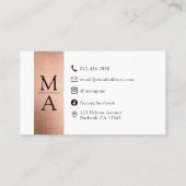 Carte De Visite Monogramme QR Code Rose Gold Foil (Dos)