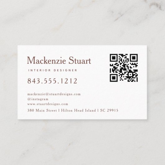 Carte De Visite Monogramme QR Code Scannable Professionnel Minimal (Dos)