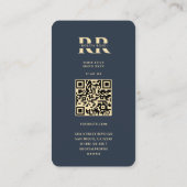 Carte De Visite Monogramme R Dark Blue Gold Professionnel Moderne (Dos)
