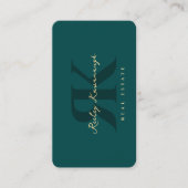 Carte De Visite Monogramme R K foncé Turquoise (Devant)