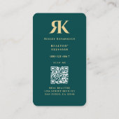 Carte De Visite Monogramme R K foncé Turquoise (Dos)