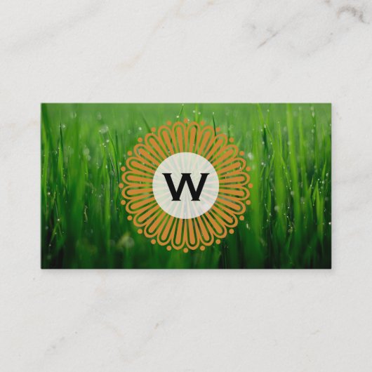 Carte De Visite Monogramme radial (orange) | Herbe (Devant)