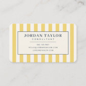 Carte De Visite Monogramme rayé jaune beurre moderne (Devant)