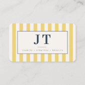 Carte De Visite Monogramme rayé jaune beurre moderne (Dos)