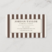 Carte De Visite Monogramme rayé marron chocolat moderne (Devant)