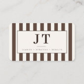 Carte De Visite Monogramme rayé marron chocolat moderne (Dos)