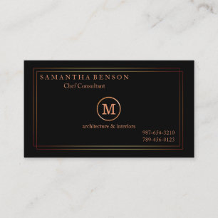 Carte De Visite Monogrammé rayé or moderne styliste marine noir