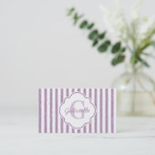 Carte De Visite Monogramme Rayure Lavande (Debout devant)