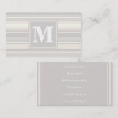 Carte De Visite Monogramme rayures beiges (Devant / Derrière)