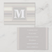 Carte De Visite Monogramme rayures beiges (Devant / Derrière)