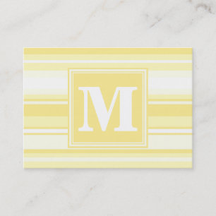 Carte De Visite Monogramme rayures jaunes citron