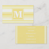 Carte De Visite Monogramme rayures jaunes citron (Devant / Derrière)