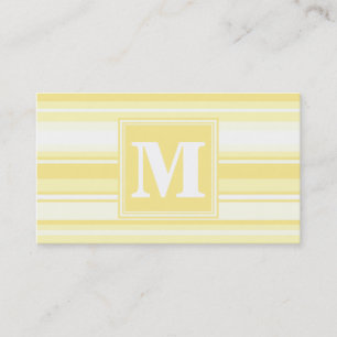 Carte De Visite Monogramme rayures jaunes citron