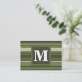 Carte De Visite Monogramme rayures vert olive (Debout devant)