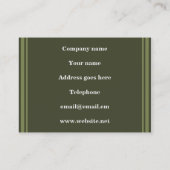 Carte De Visite Monogramme rayures vert olive (Dos)